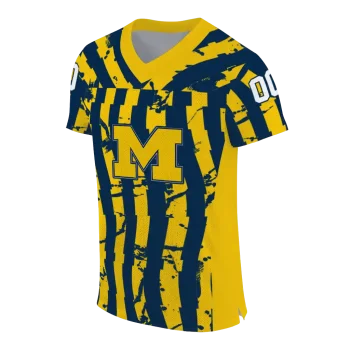 custom michigan wolverines stripe splatter blue jersey fashion forward