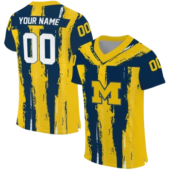 custom michigan wolverines striped texture blue jersey best selling