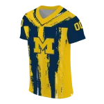 custom michigan wolverines striped texture blue jersey best selling