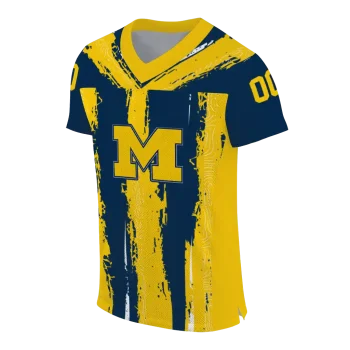 custom michigan wolverines striped texture blue jersey fashion forward