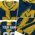 custom michigan wolverines striped texture blue jersey best selling