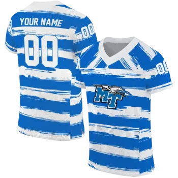 custom middle tennessee blue raiders art stripe blue jersey best selling