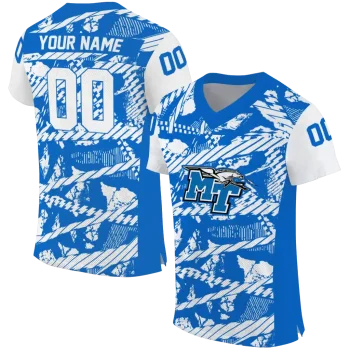 custom middle tennessee blue raiders camo shatter blue jersey best selling