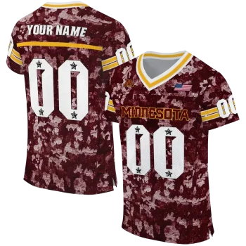 custom minnesota golden gophers camouflage abstract maroon jersey best selling