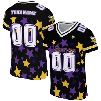 custom minnesota vikings star cluster black jersey best selling
