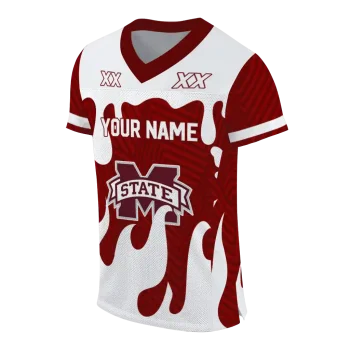 custom mississippi state bulldogs dripping flames maroon white jersey fashion forward
