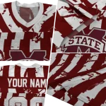 custom mississippi state bulldogs stripe splatter maroon jersey best selling