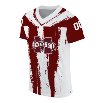 custom mississippi state bulldogs striped texture maroon jersey fashion forward