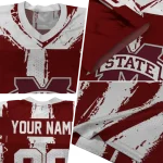 custom mississippi state bulldogs striped texture maroon jersey best selling