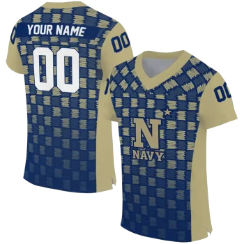 custom navy midshipmen stacked rectangle blue jersey best selling