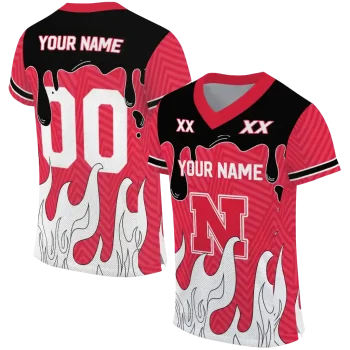 custom nebraska cornhuskers dripping flames red white jersey best selling