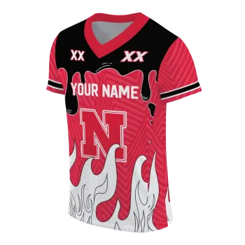 custom nebraska cornhuskers dripping flames red white jersey fashion forward