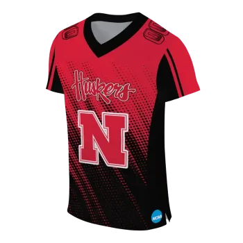 custom nebraska cornhuskers halftone flow red black jersey fashion forward