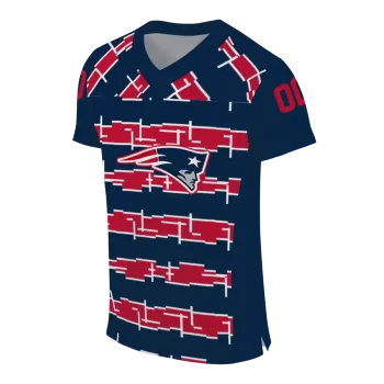 custom new england patriots layered grids blue jersey fashion forward
