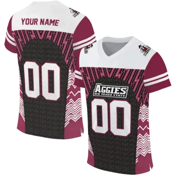 custom new mexico state aggies tire arrows crimson black white jersey best selling