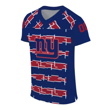custom new york giants layered grids blue jersey fashion forward