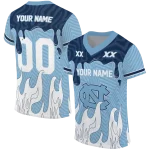 custom north carolina tar heels dripping flames light blue white jersey best selling