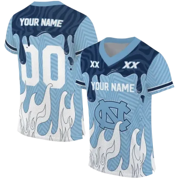 custom north carolina tar heels dripping flames light blue white jersey best selling