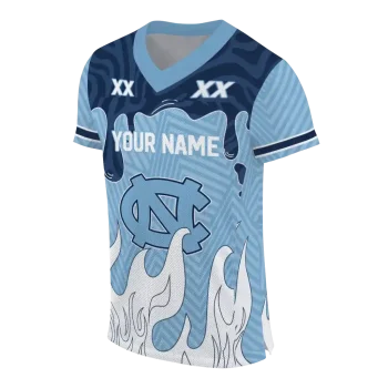 custom north carolina tar heels dripping flames light blue white jersey fashion forward
