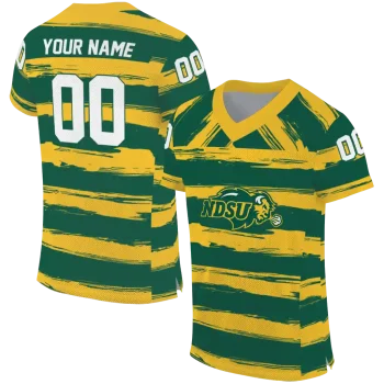 custom north dakota state bison art stripe green jersey best selling