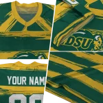 custom north dakota state bison art stripe green jersey best selling