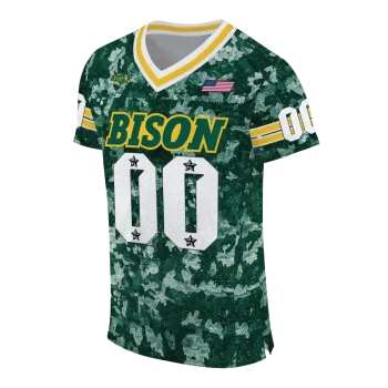 custom north dakota state bison camouflage abstract green jersey fashion forward