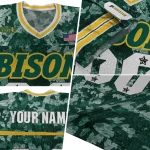 custom north dakota state bison camouflage abstract green jersey best selling