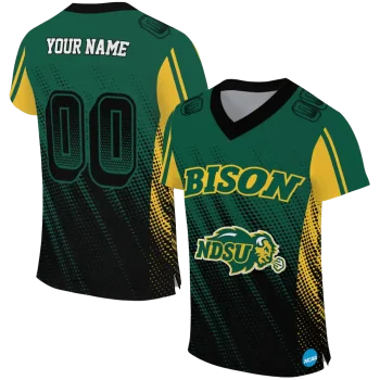 custom north dakota state bison halftone flow green black jersey best selling