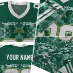 custom north dakota state bison mirrored pattern green jersey best selling