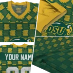 custom north dakota state bison stacked rectangle green jersey best selling