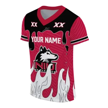 custom northern illinois huskies dripping flames red white jersey fashion forward