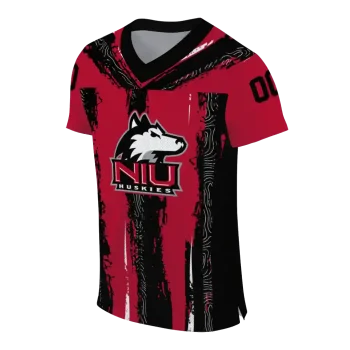 custom northern illinois huskies striped texture red jersey fashion forward