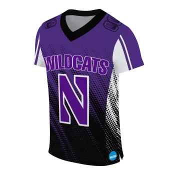 custom northwestern wildcats halftone flow purple black jersey fashion forward