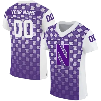 custom northwestern wildcats stacked rectangle purple jersey best selling