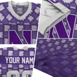 custom northwestern wildcats stacked rectangle purple jersey best selling