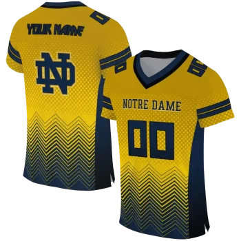 custom notre dame fighting irish halftone sweep gold black jersey best selling