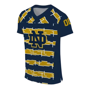 custom notre dame fighting irish layered grids navy jersey fashion forward