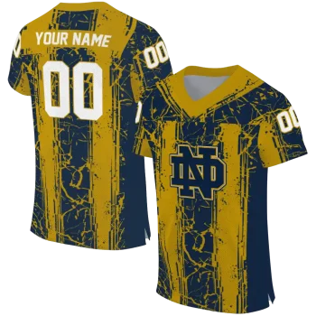 custom notre dame fighting irish rugged stripes navy jersey best selling