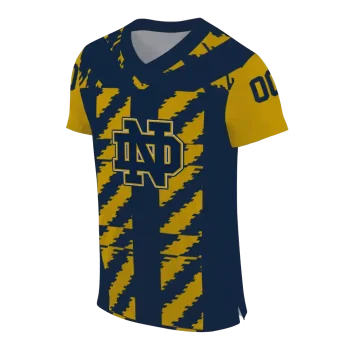 custom notre dame fighting irish stripe block navy jersey fashion forward