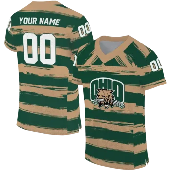 custom ohio bobcats art stripe green jersey best selling