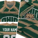 custom ohio bobcats art stripe green jersey best selling
