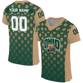 custom ohio bobcats stacked rectangle green jersey best selling