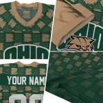 custom ohio bobcats stacked rectangle green jersey best selling