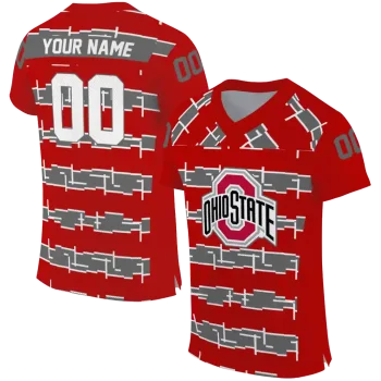 custom ohio state buckeyes layered grids scarlet jersey best selling