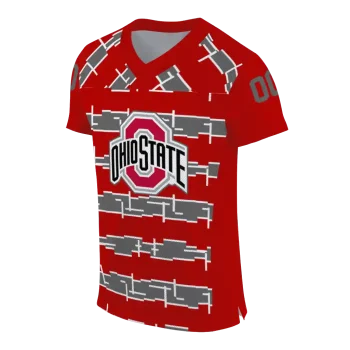 custom ohio state buckeyes layered grids scarlet jersey fashion forward