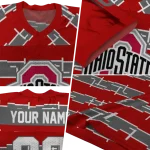 custom ohio state buckeyes layered grids scarlet jersey best selling