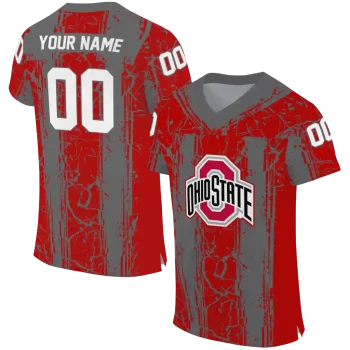 custom ohio state buckeyes rugged stripes scarlet jersey best selling