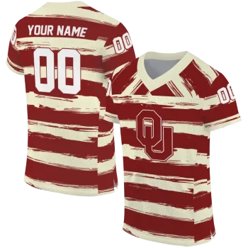 custom oklahoma sooners art stripe crimson jersey best selling