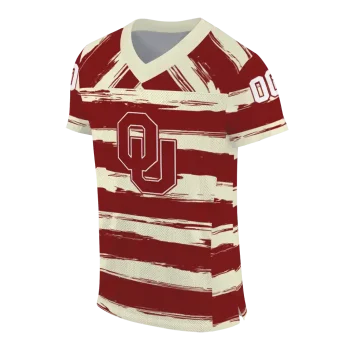 custom oklahoma sooners art stripe crimson jersey fashion forward
