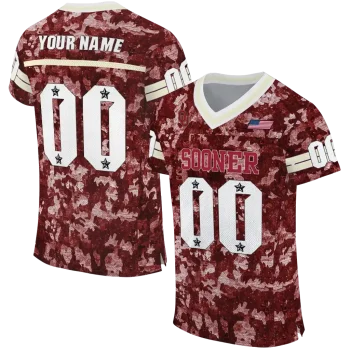custom oklahoma sooners camouflage abstract crimson jersey best selling